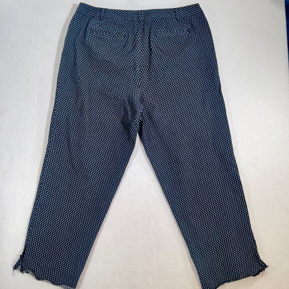 Talbots Woman Capri Pant Woman 14W Stretch Classic Fit Crop Navy Diamond Print - Picture 3 of 14